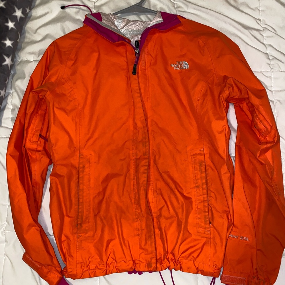 North face orange windbreaker